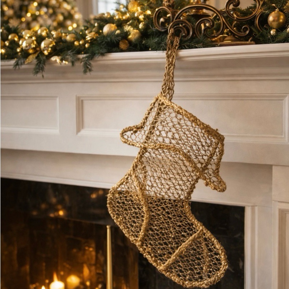Gold Mesh Stocking Christmas / Holiday Decor